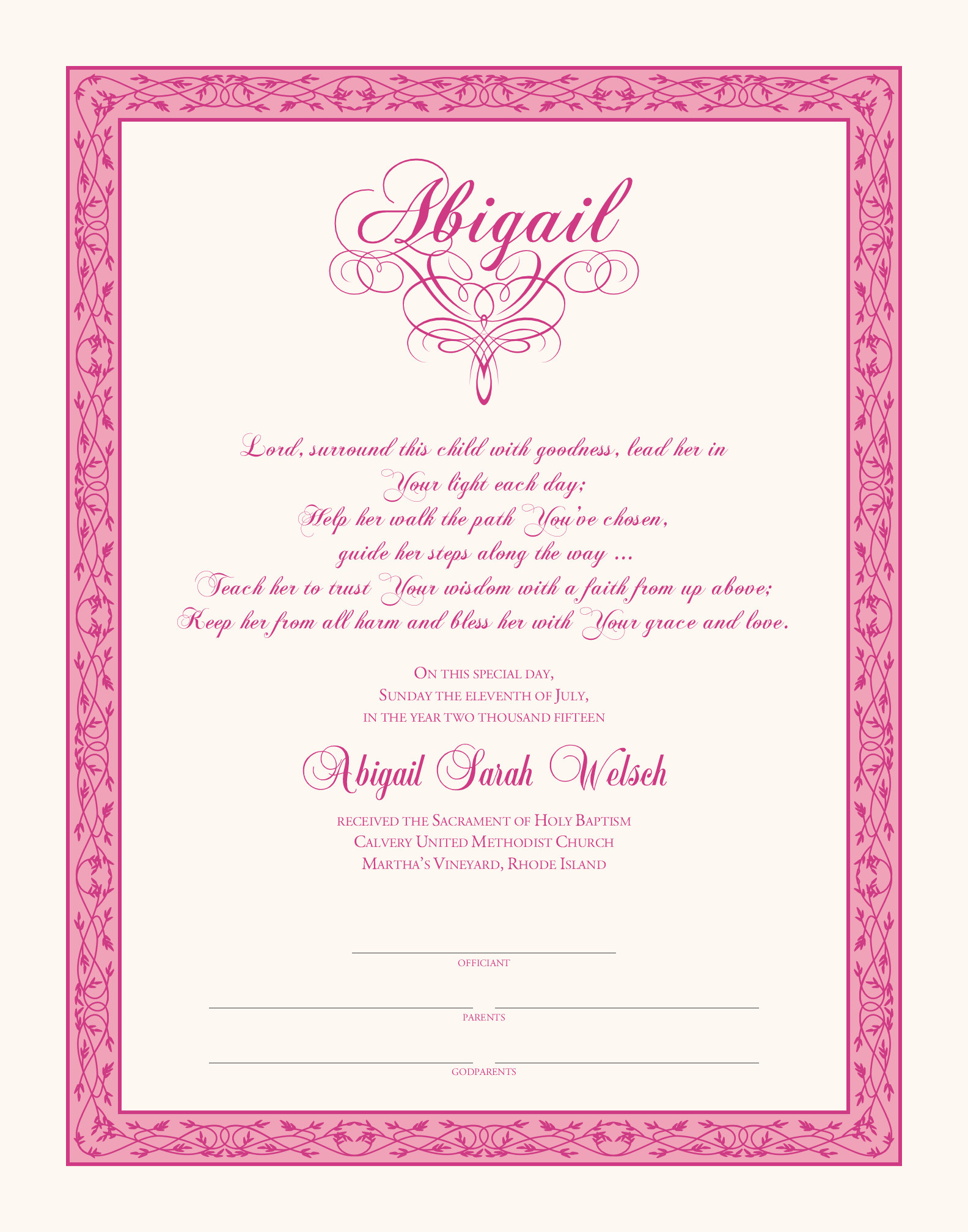 Christening Certificates Printable